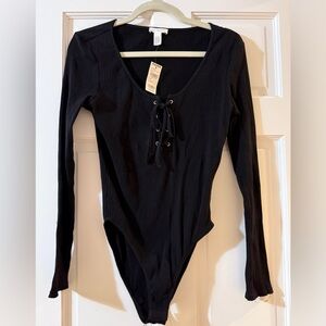 Full tilt lace up bodysuit long sleeve